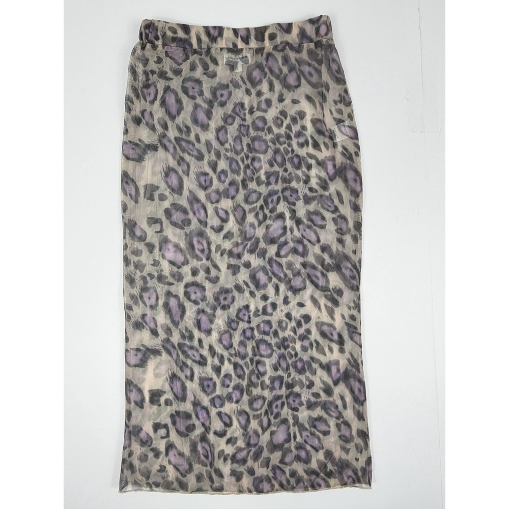Superdown Aidan Midi Skirt Small Mesh Leopard Print Y2K Style Festival Purple